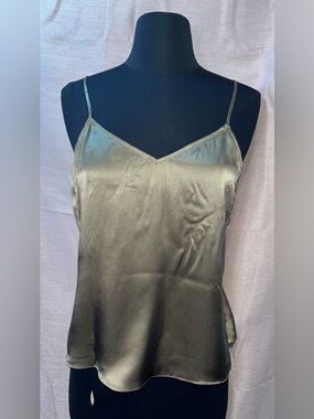 FRAME 100% Silk V-Neck Cami Top Bronze/Champagne Size S NWT